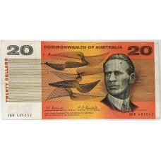 AUSTRALIA 1967 . TWENTY 20 DOLLAR BANKNOTE . ERROR . INK SPLATTER . COOMBS/RANDALL